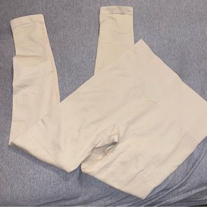 nude ribbed high waist leggings